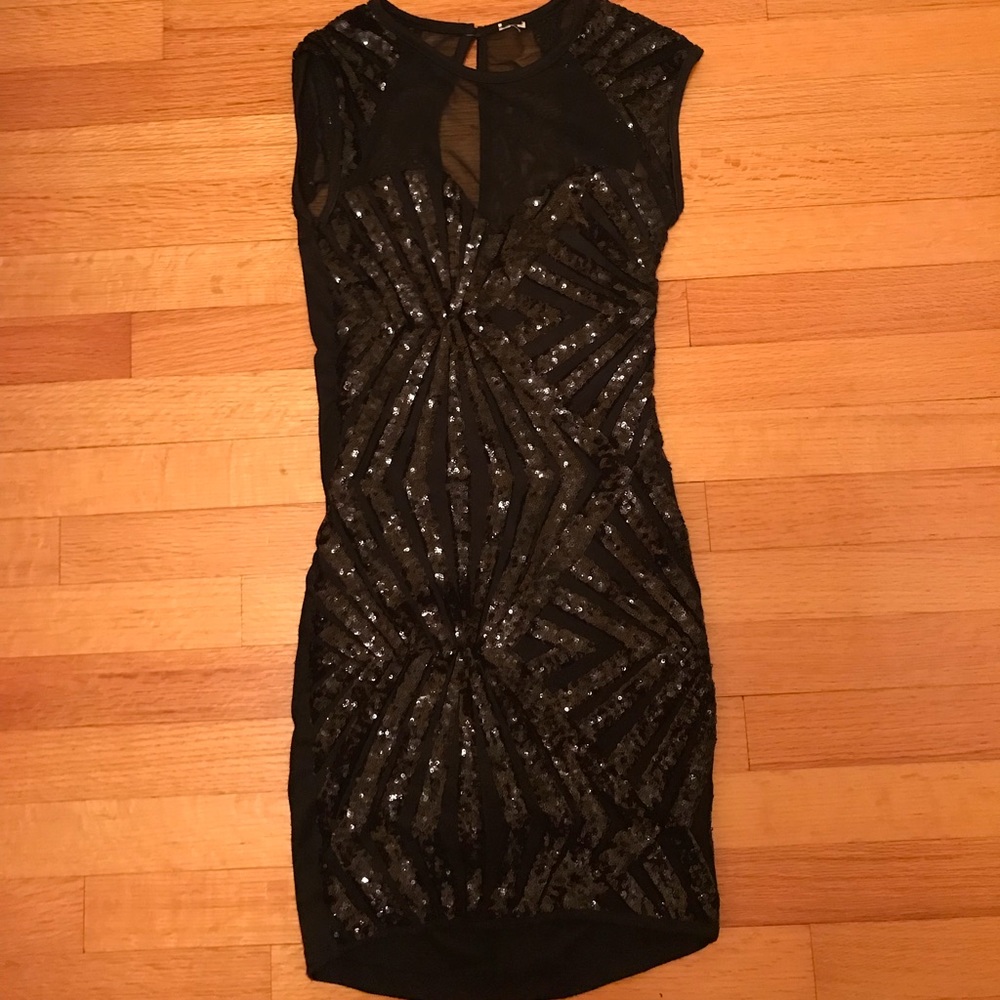 black sequin, body con dress